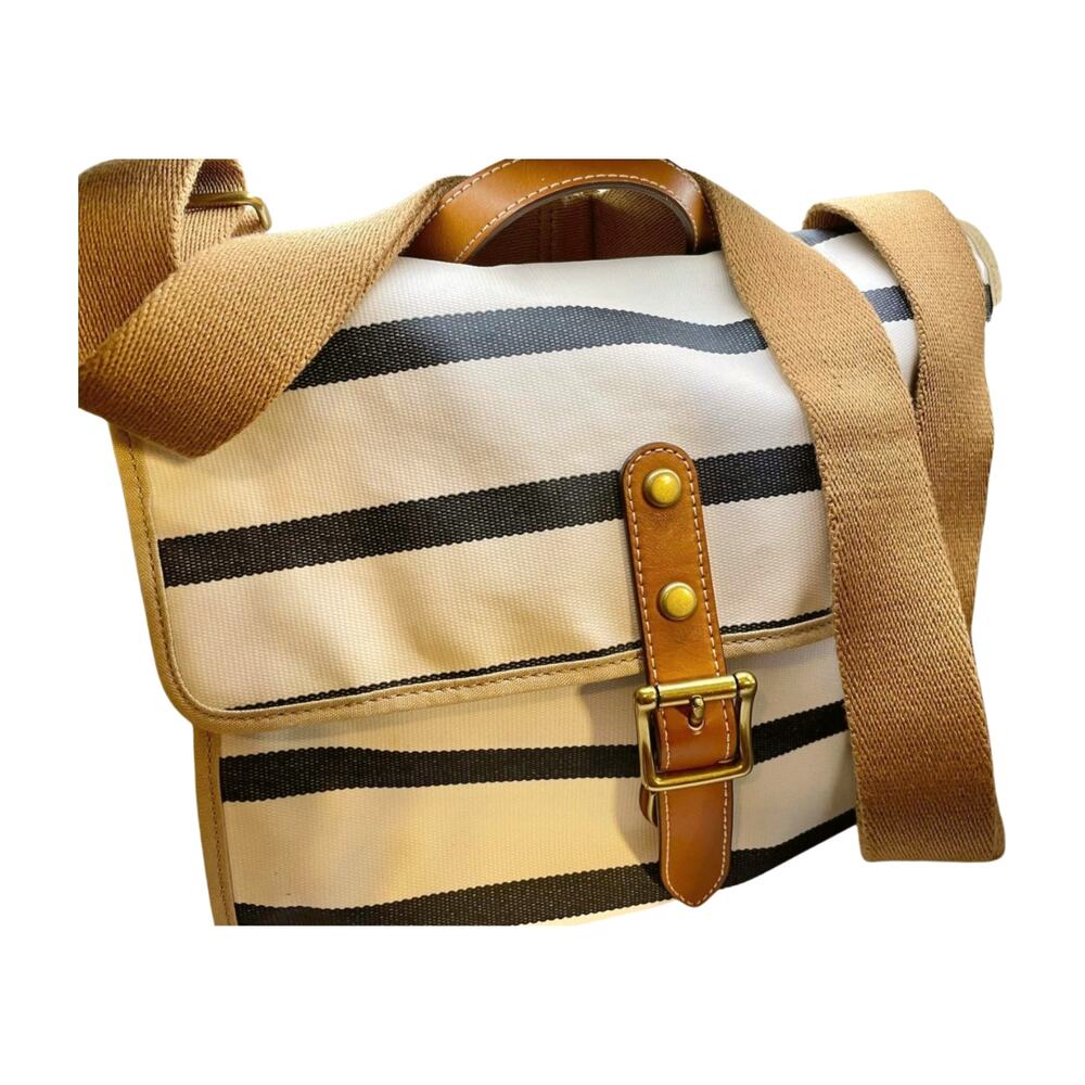 Fossil Keyper Shoulder Messenger Bag Crossbody Striped Coated Canvas